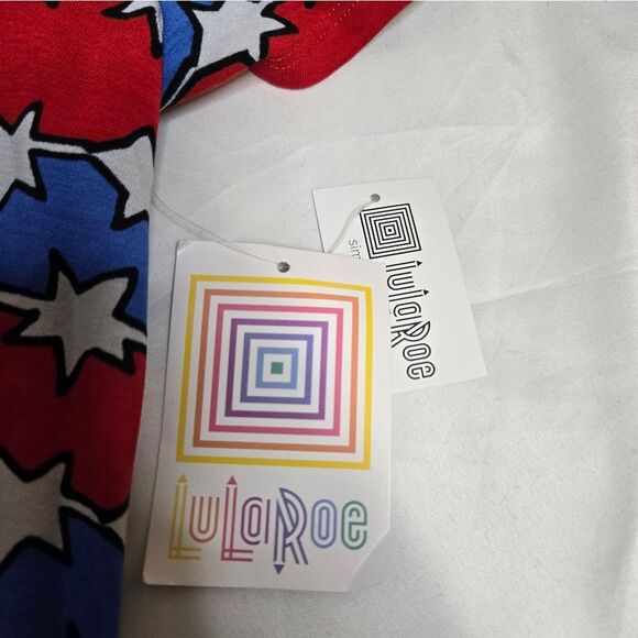 NEW LulaRoe Irma red white and blue stars 4th of July short sleeve tee shirt S - Picture 5 of 8